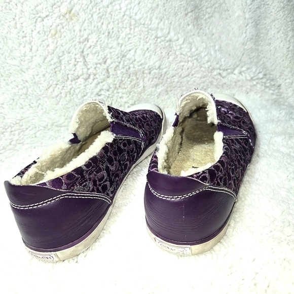 COACH Sherpa- Sz 8.5 Purple Logo Slip-On Sneaker- Shimmery w/Plenty of Life Left - Picture 6 of 9